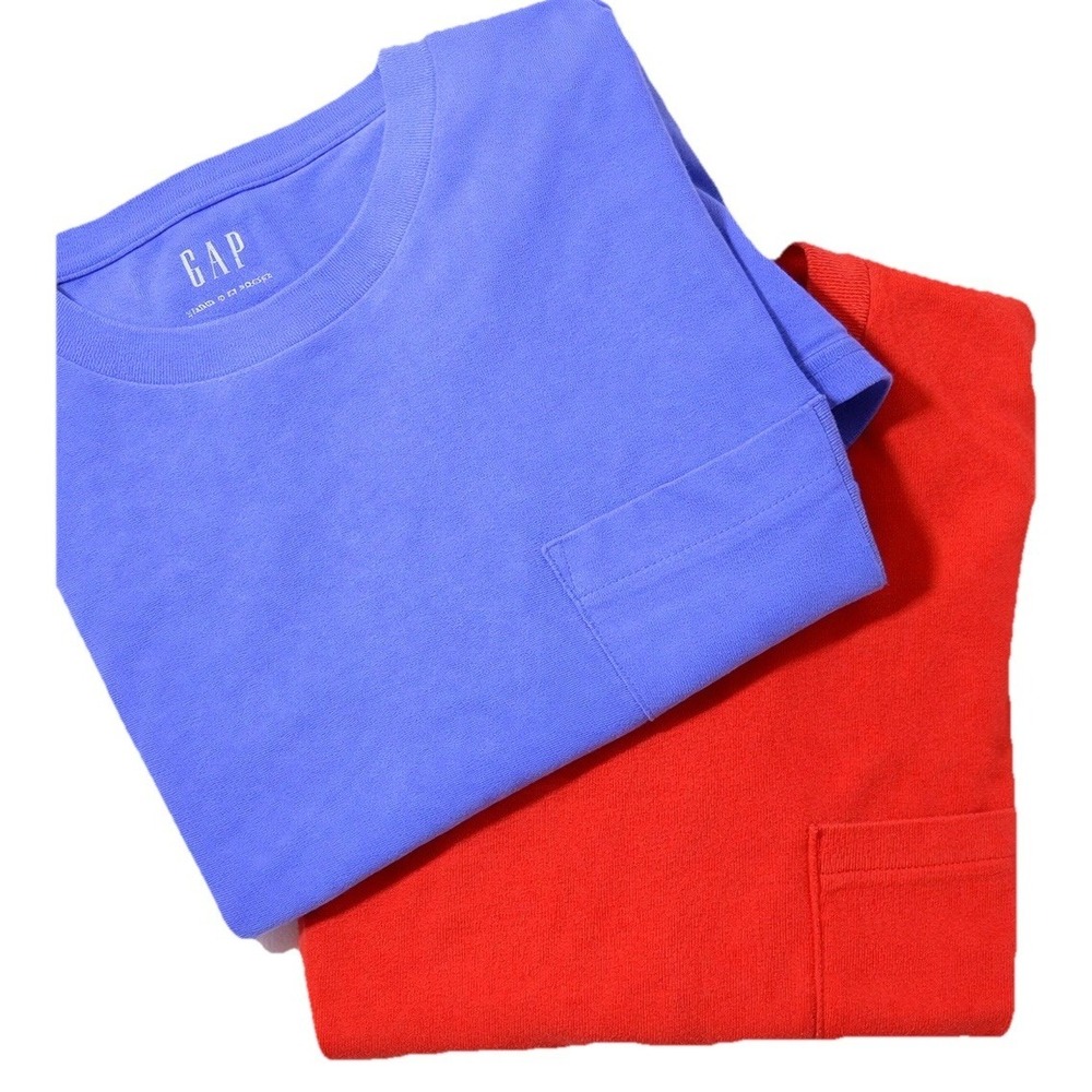Gap Mens Tshirts - Medium - 2 Pack Short Sleeve Tee- Blue and Salmon Color